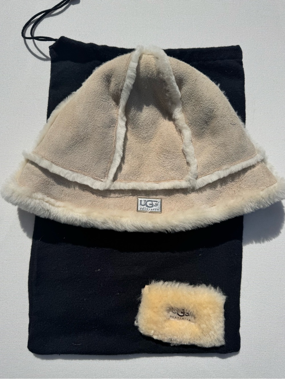 UGG Beige Shearling Bucket Hat